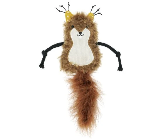 Bud'Z - Jouet - Avec Pochette - Herbe à Chat Inséré - Écureuil Soyeux - 23cm - Chat