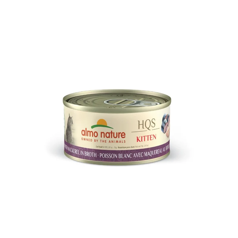 Almo Nature - HQS Natural - Chaton - Poisson Blanc - Maquereau - au bouillon - 70gr