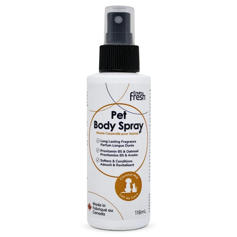 Envirofresh Brume corporelle pour animaux - Provitamine B5 & avoine - Lait de coco 118 ml