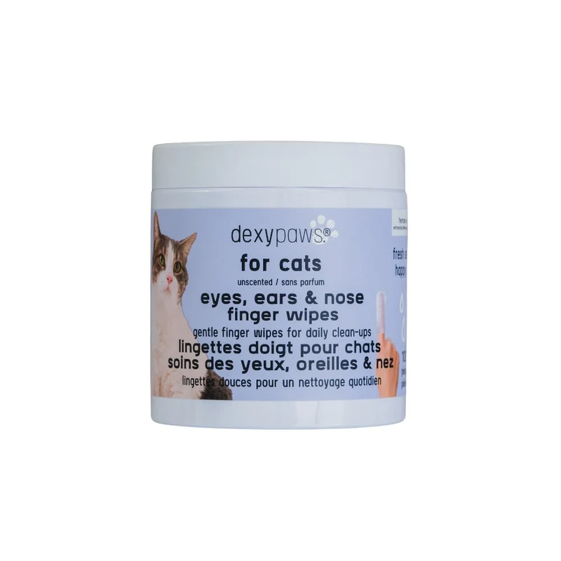 Dexypaws Lingettes doigt pour chat - Soins des yeux, oreilles & nez - Sans parfum