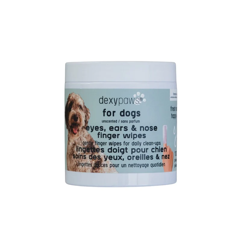 Dexypaws Lingettes doigt pour chien - Soins des yeux, oreilles & nez - Sans parfum
