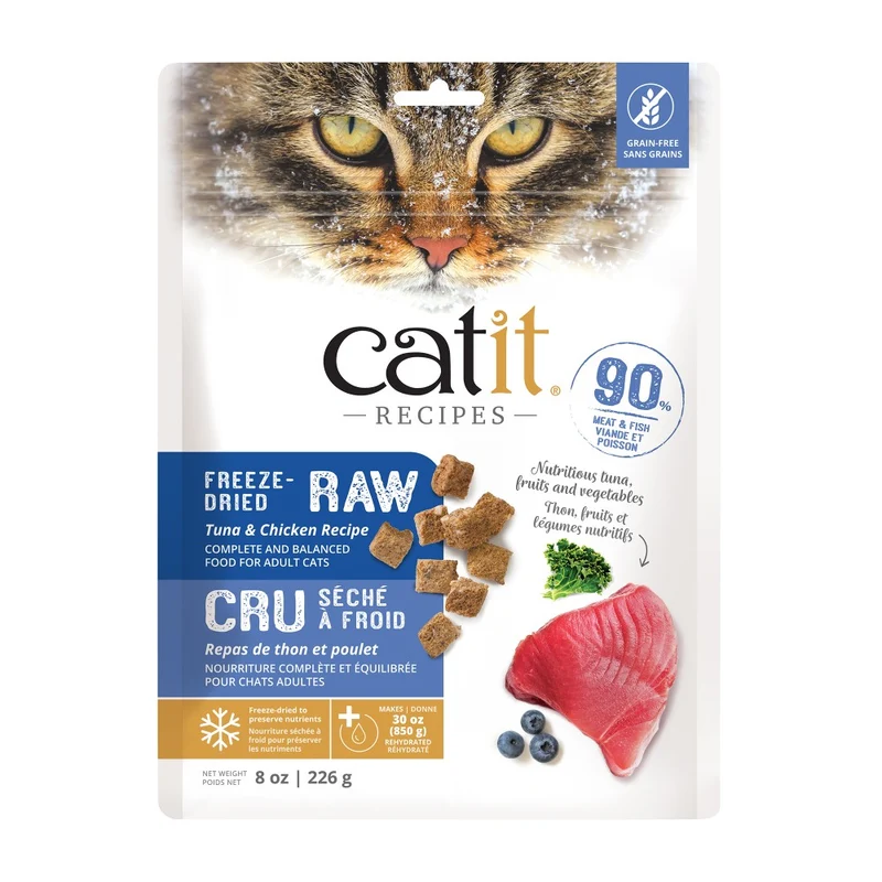 Nourriture Recettes Catit cru séché à froid - Thon et poulet - 226 gr