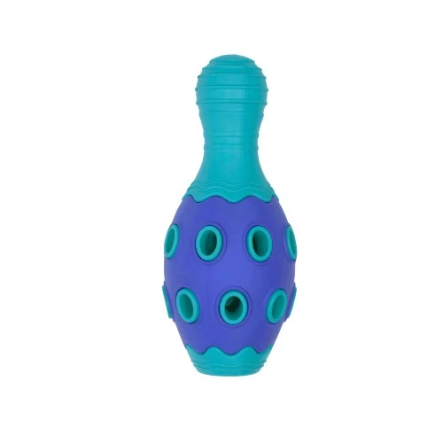 Bud'z Jouet en caoutchouc pour chien - Astro quille avec cachette à gâteries - Bleu