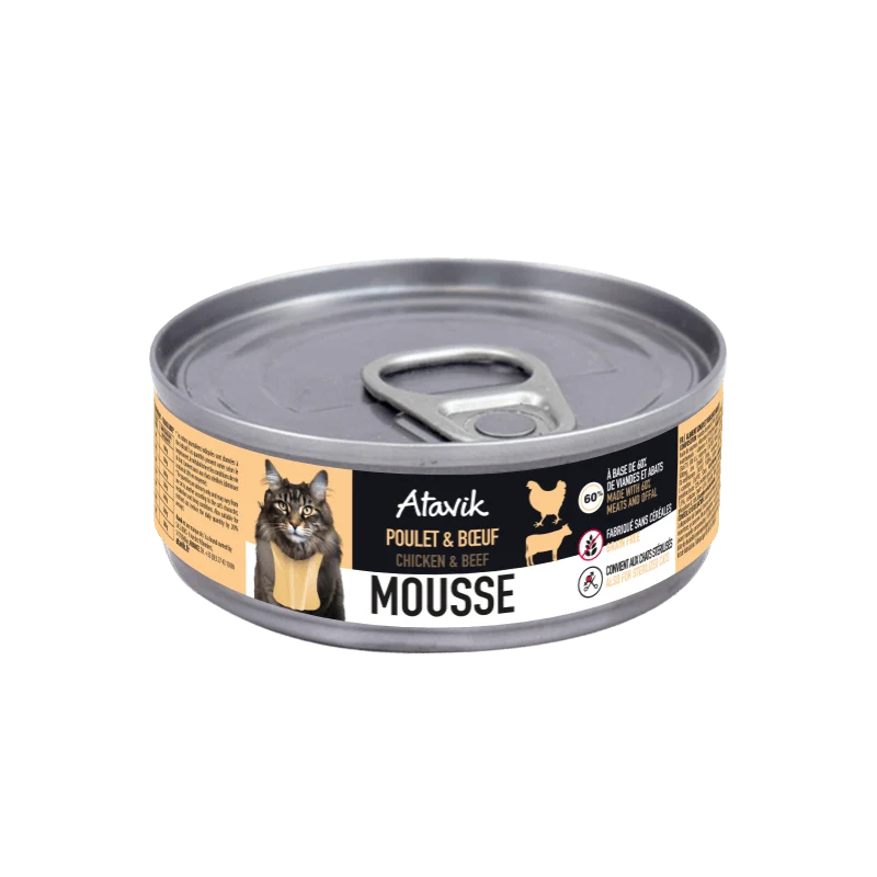 Mousse chat sans céréales – Poulet & bœuf – Texture aérienne (85g)