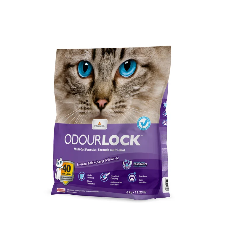 Intersand OdourLock - Parfum de Lavande - Litière Agglomérante pour Chats