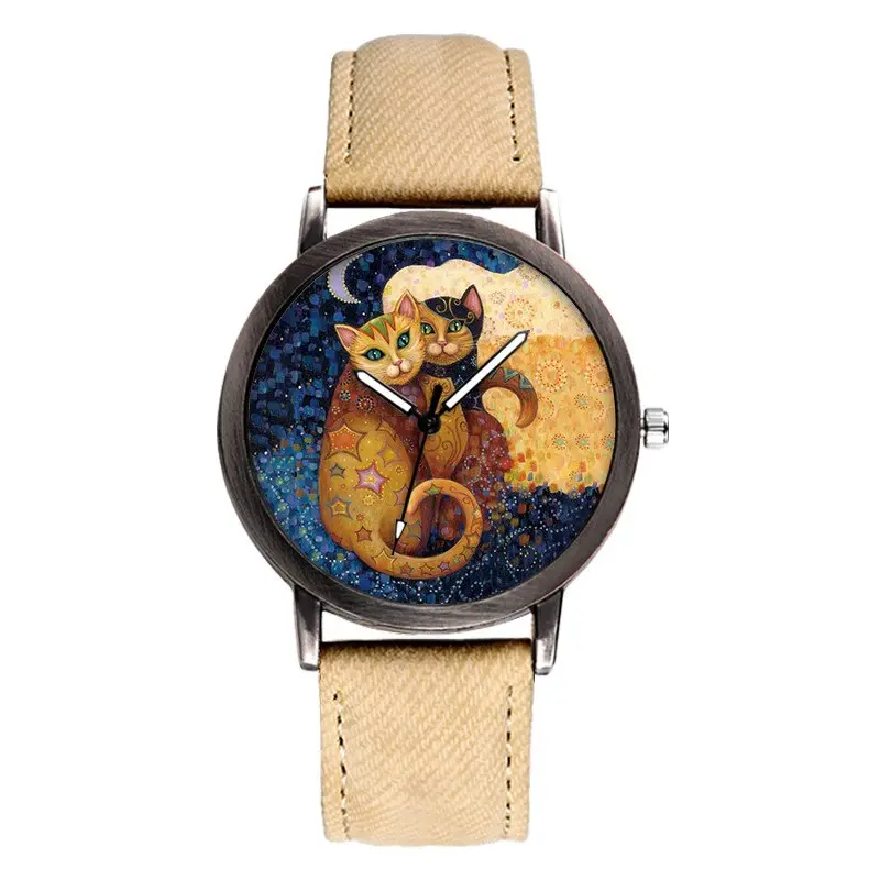 Montre Couple de Chats style Klimt