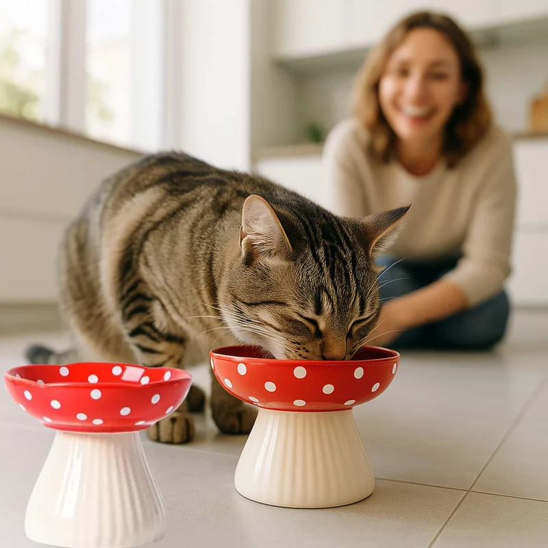 Gamelle chat surélevée champignon