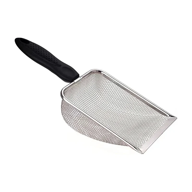 Pelle à litière en inox pour chat – Maille fine et bord chanfreiné