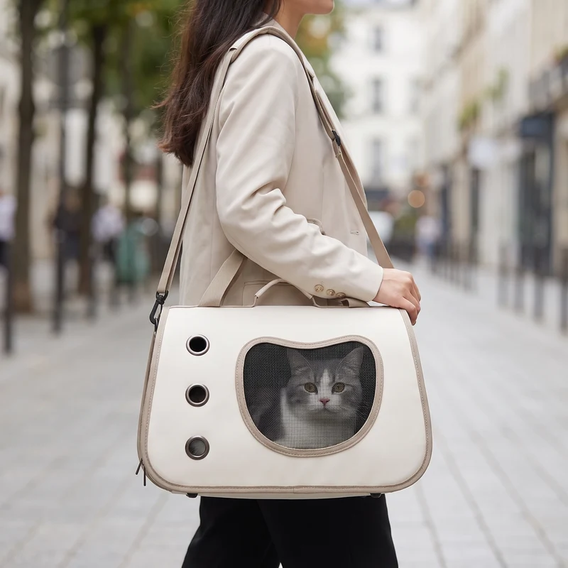 Sac de transport pliable pour chat et petit chien – Cabine respirante à hublot & bandoulière