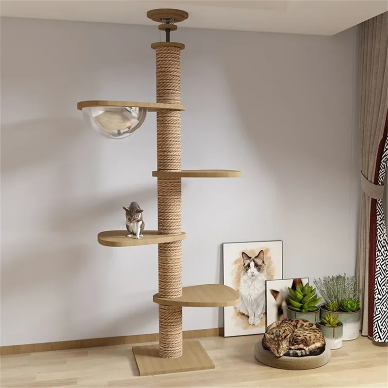 Arbre à chat XXL plafond multi-niveaux avec griffoir et hamac