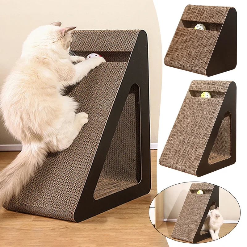 Griffoir Design Triangulaire avec Balle Tournante pour Chat