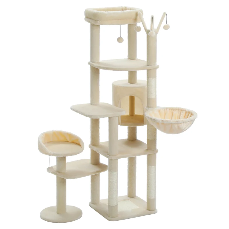 Arbre à chat XXL pour grands félins – Tour haute avec hamac géant, griffoirs en sisal et plateformes robustes