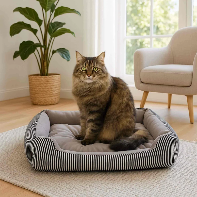 panier chat rayé