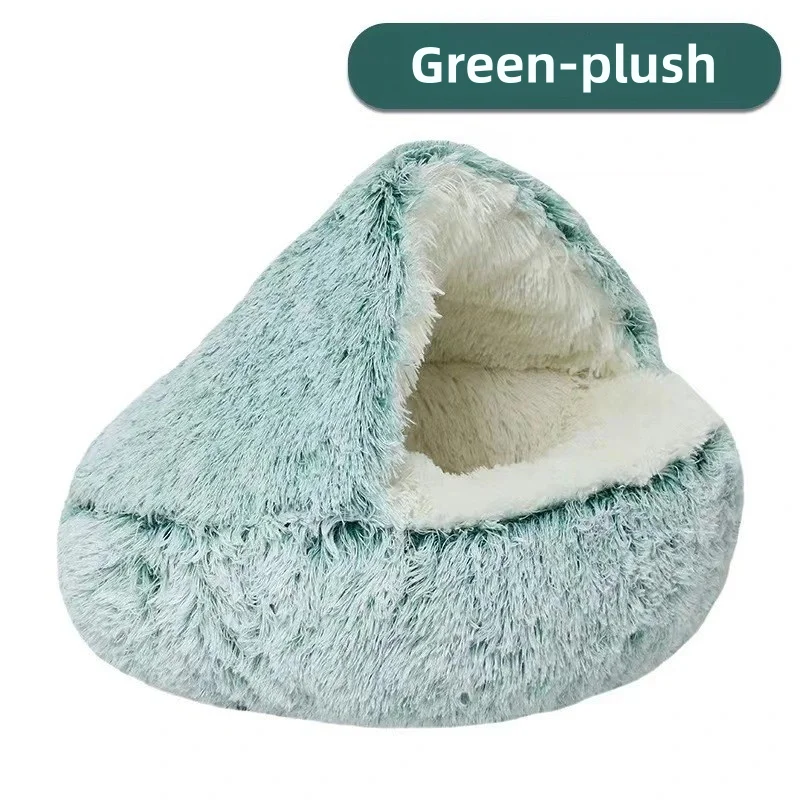Panier confortable pour chat – Lit semi-fermé en peluche chaude
