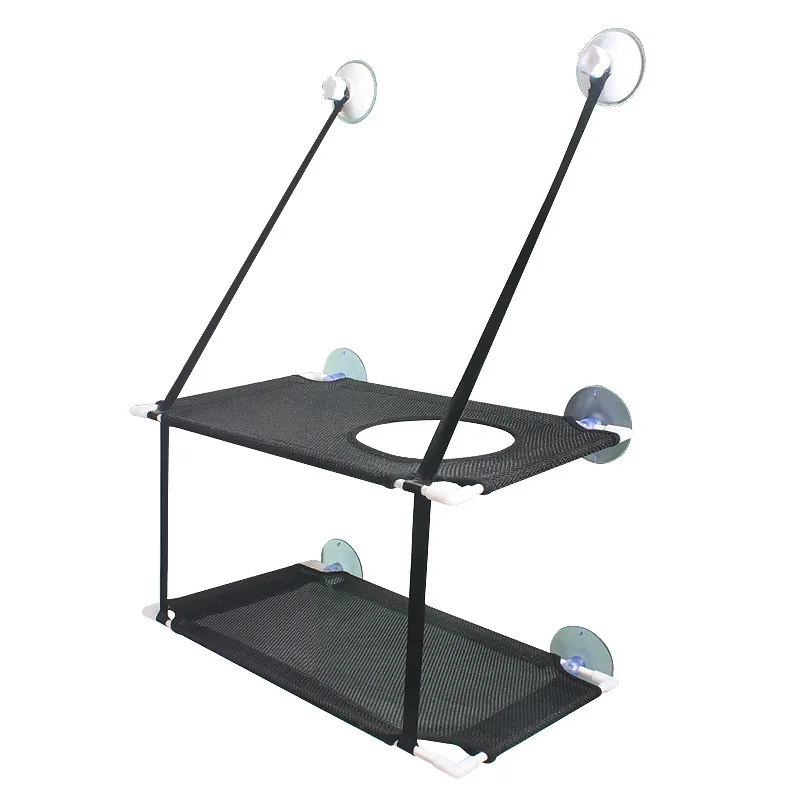 Hamac de fenêtre double pour chat – Lit suspendu avec ventouses solides
