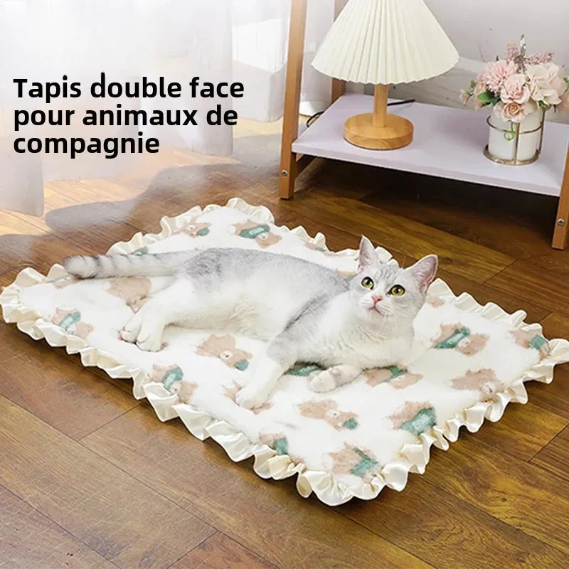 Coussin réversible pour chat – Tapis épais 4 saisons, chaud et confortable