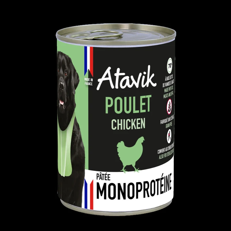 Pâtée monoprotéine chiens Poulet - Atavik