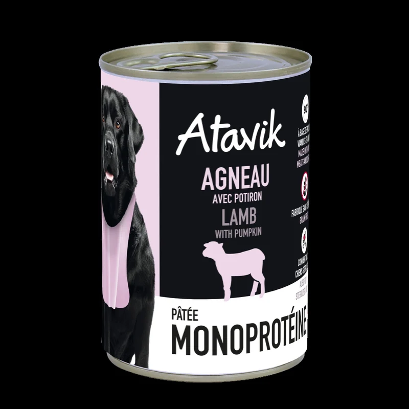 Pâtée monoprotéine chiens Agneau - Atavik