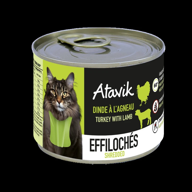 Pâtées chats effilochés Dinde Agneau - Atavik