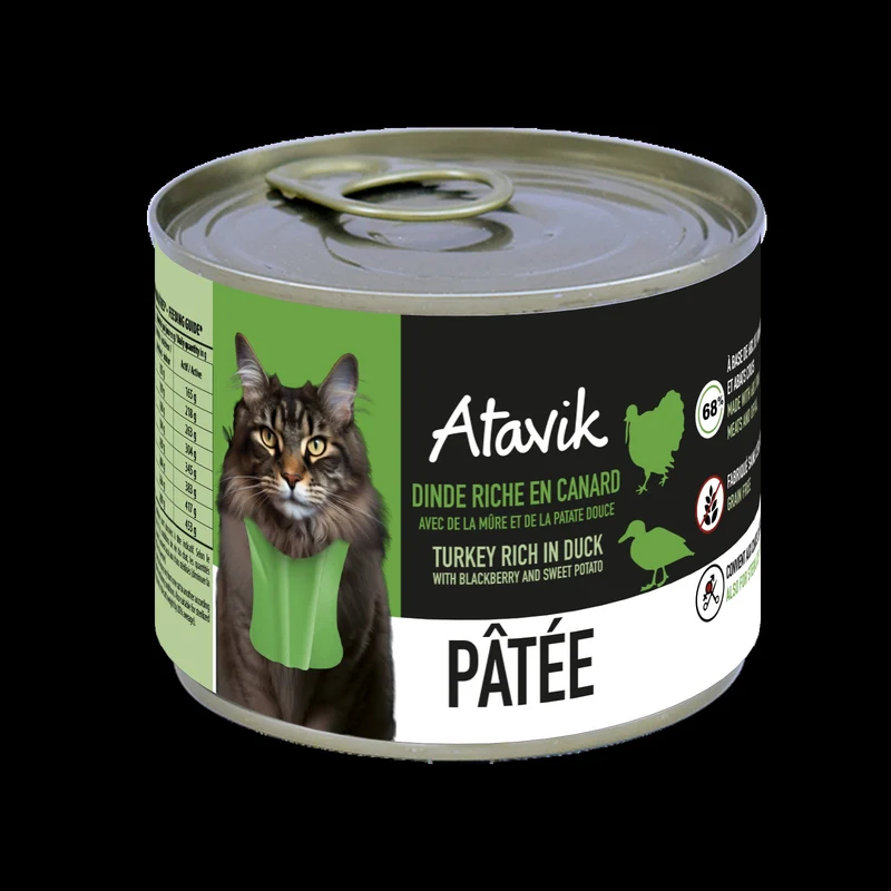 Terrine pour chats dinde riche en canard - Atavik