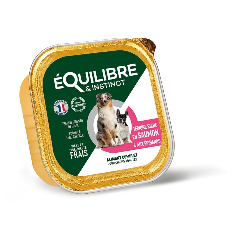 Terrine Saumon épinards pour Chien - Equilibre & Instinct