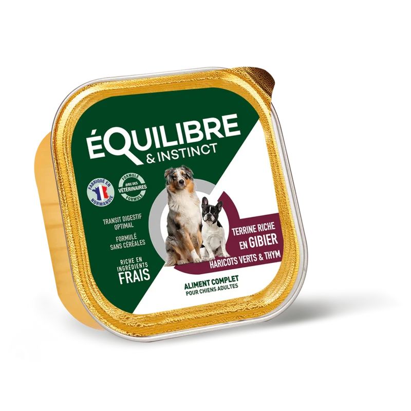 Terrine Gibier Haricots verts pour Chien - Equilibre & Instinct