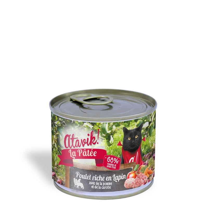 Terrine pour chats poulet riche en lapin - Atavik