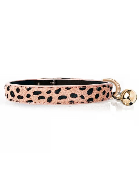 Collier en cuir pour chat esprit Guépard rose - MILK AND PEPPER