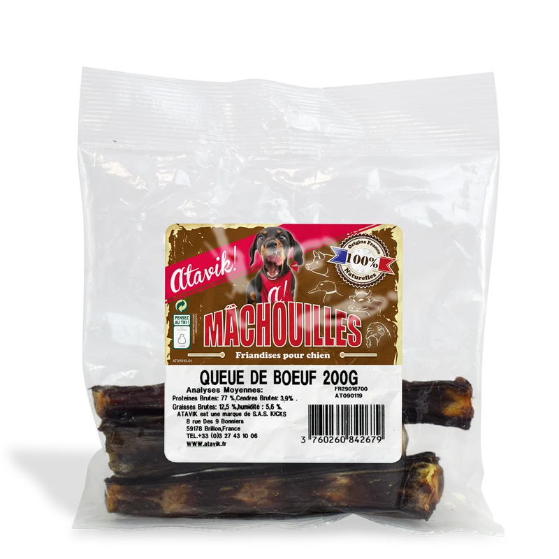 Friandises naturelles pour chiens - Queues de boeuf - Atavik
