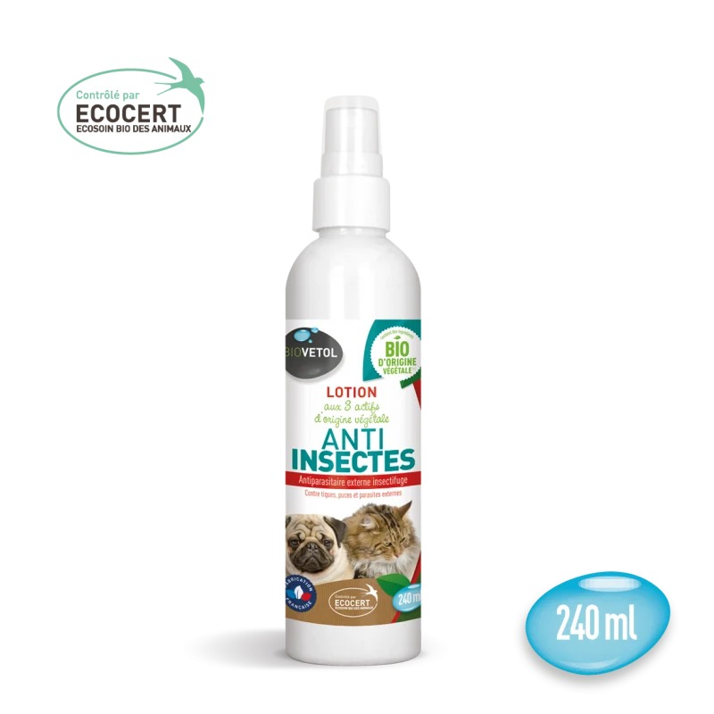 Lotion spray insectifuge - antiparasitaire chien et chat Biovetol