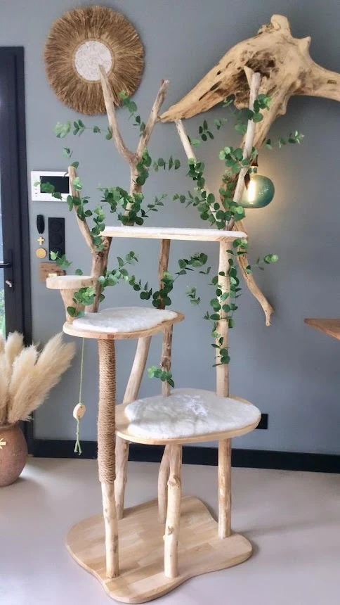 Arbre à chat en bois flotté 220 cm - Pièce artisanale Unique