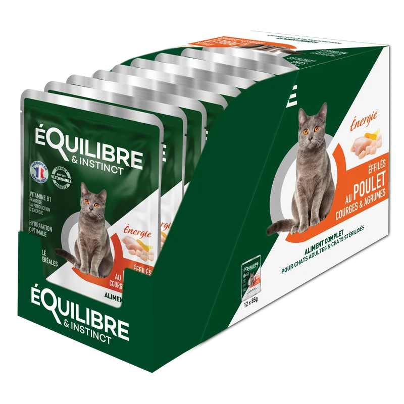Boîte d’Effilé "Energie" pour chat 😺 au poulet, courges et agrumes 🍗🍊 - Equilibre & Instinct