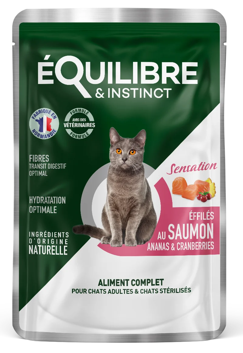 Effilé "Sensation" pour chat 😺 au saumon, ananas et cranberries 🐟🍍 Equilibre & Instinct