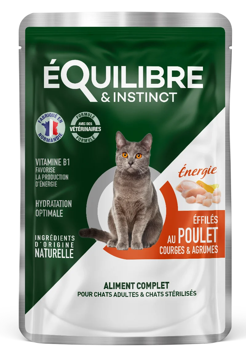 Effilé "Energie" pour chat 😺 au poulet, courges et agrumes 🍗🍊 - Equilibre & Instinct