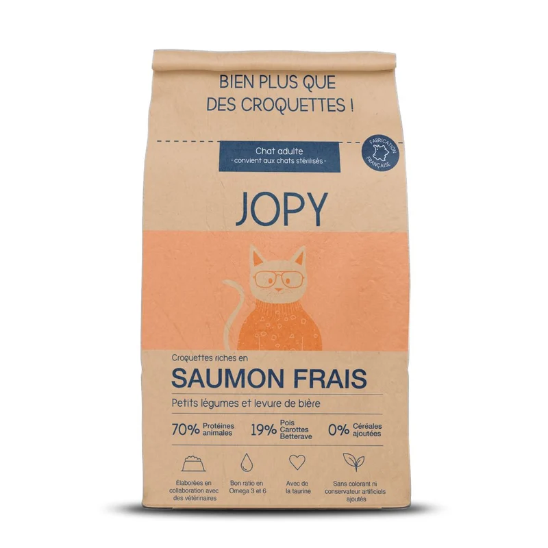 Croquettes chat sans céréales riche en saumon frais - JOPY