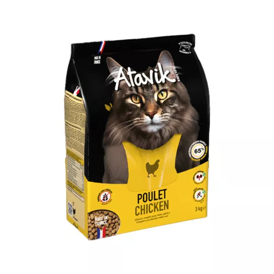 Croquettes chat sans céréales au poulet - Made in France - Atavik