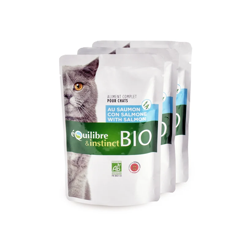 Emincés Bio au Saumon 🐟 pour chats - 100 gr - Equilibre & instinct