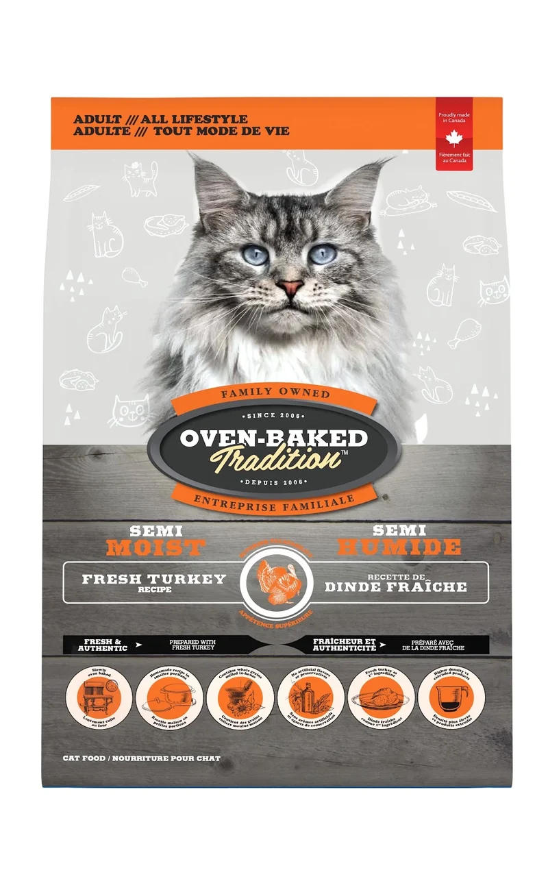 Oven-Baked Tradition - Chat Dinde Fraîche - Nourriture Sémi-Humide pour Chats