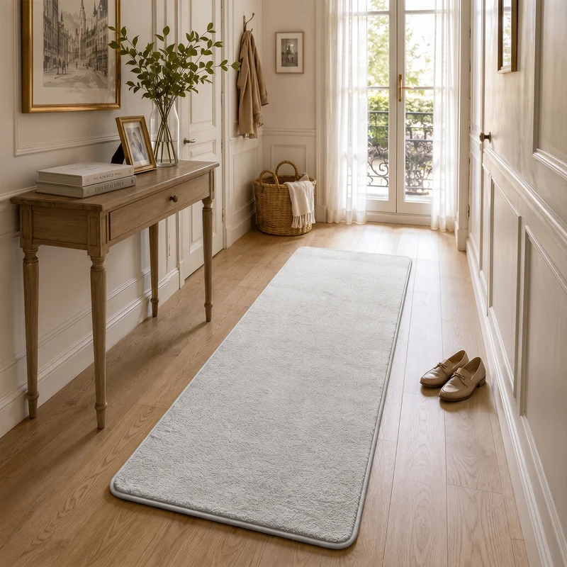 Tapis de salon poils ras doux antiderapant 60x180cm uni gris