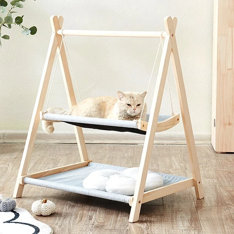 Hamac Design En Bois Naturel Pour Chat