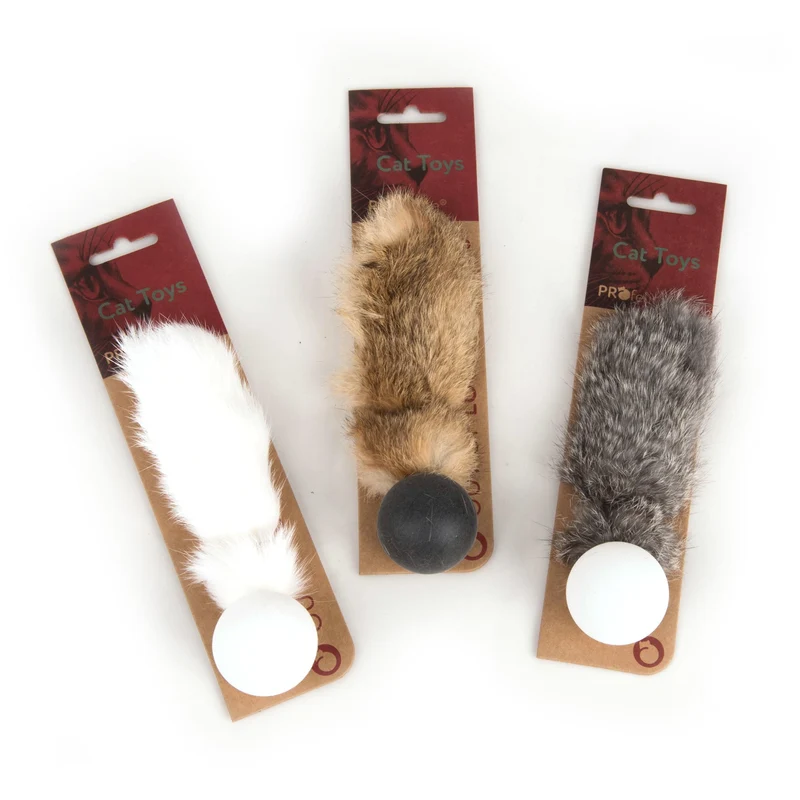 Jouet pour chat Balle Pong avec fourrure de lapin naturelle