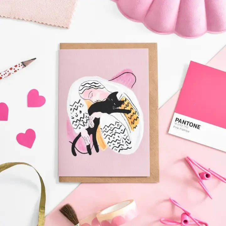 Carte postale d'artiste Catisse Cat Hug