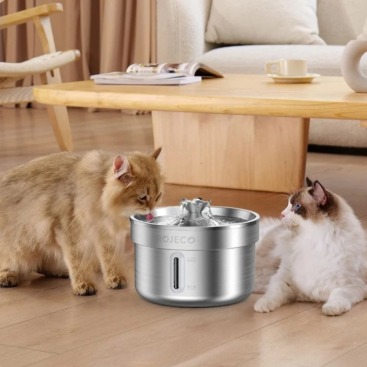 Fontaine à eau chat design fleur inox - ROJECO