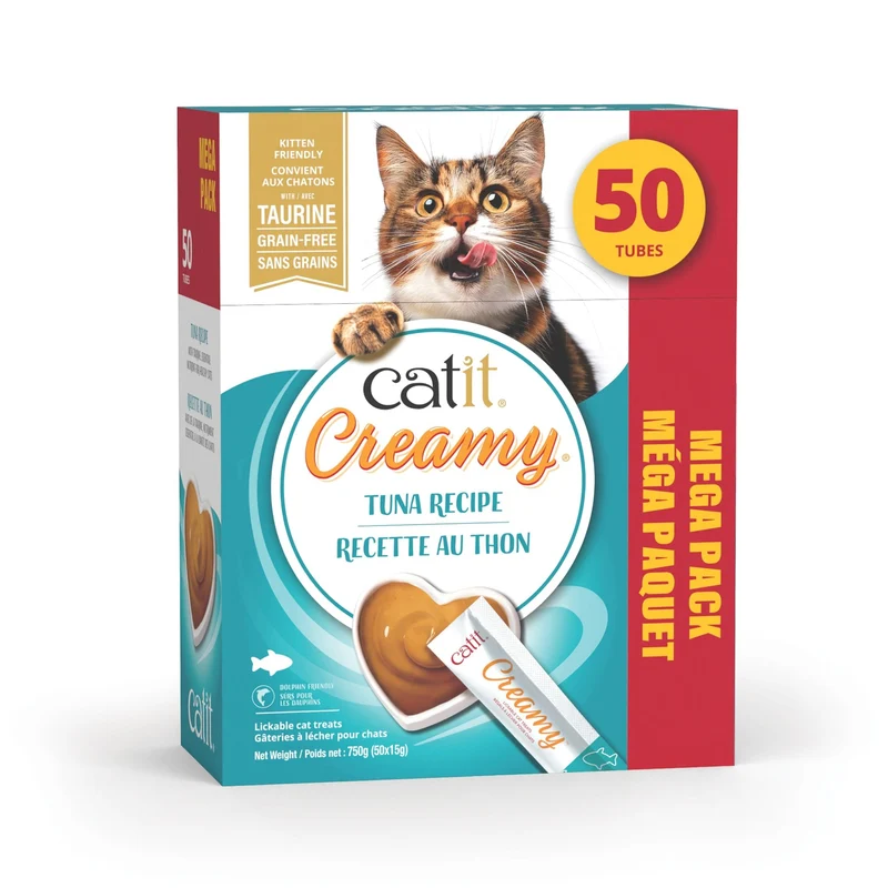 Catit Cream régals crémeux , thon, paquet de 50 gateries pour chats