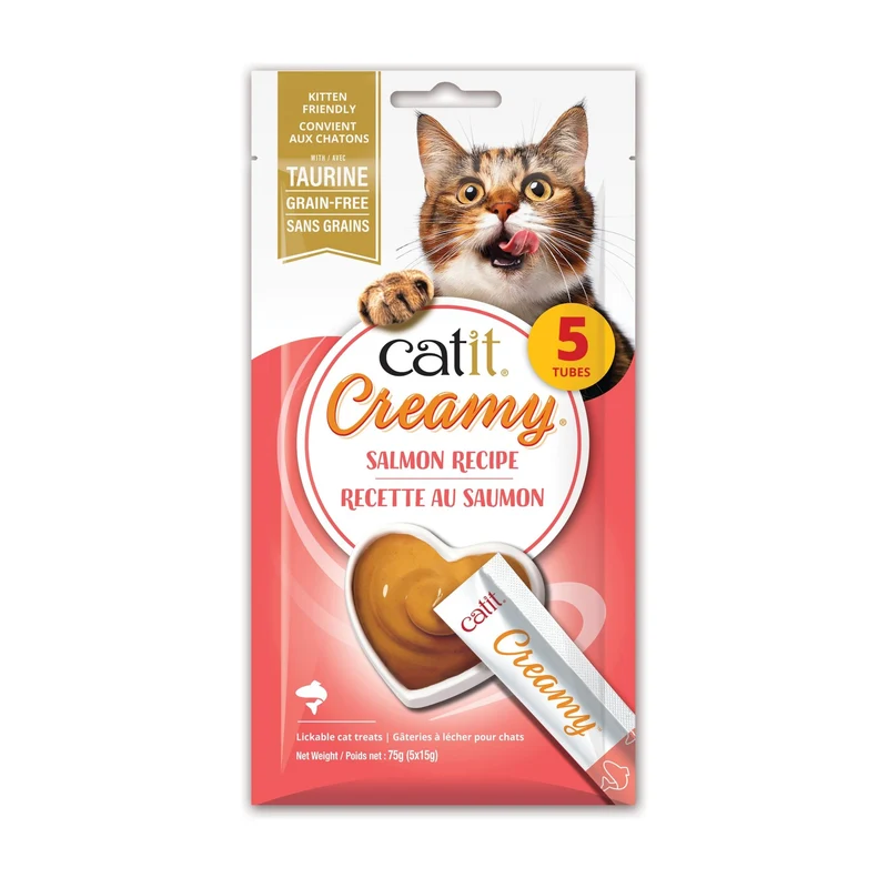 Catit Creamy – Régals Crémeux, Saumon, Paquet De 5