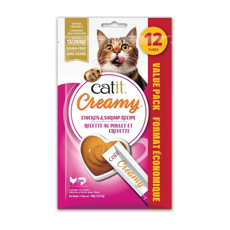 Catit Creamy – Régals Crémeux, Poulet & Crevettes, Paquet De 12