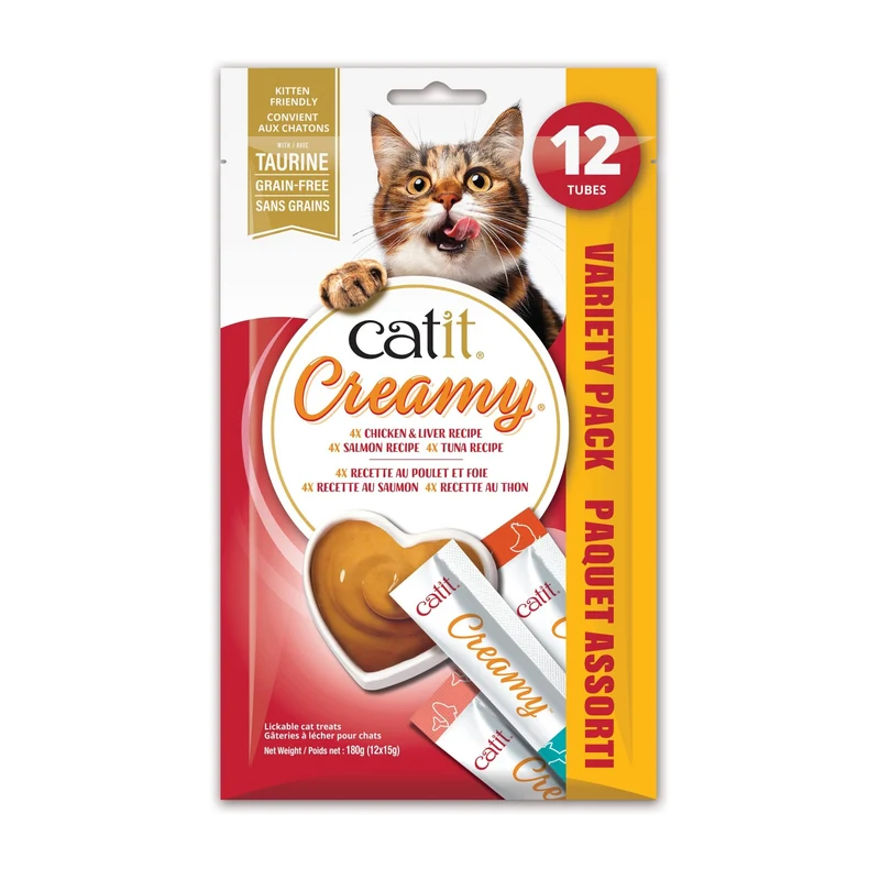 Catit Creamy – Régals Crémeux, Mélange Assorti, Paquet De 12