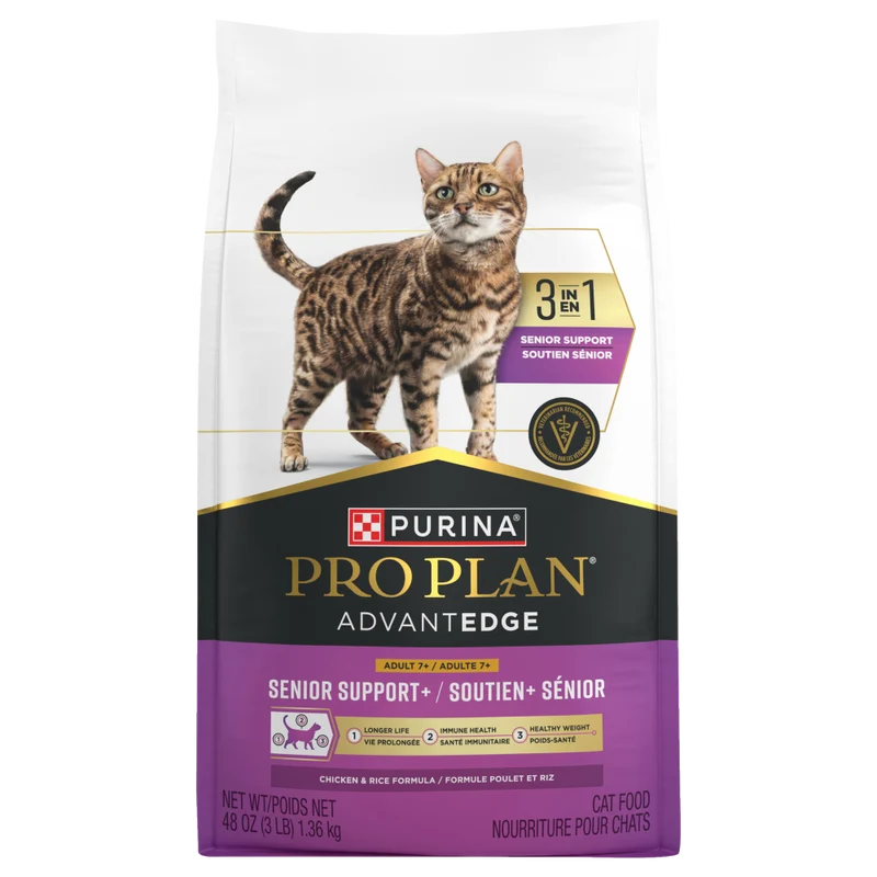 AdvantEDGE Soutien+ Sénior - Nourriture au Poulet & Riz pour Chats 7+