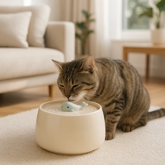 Fontaine à eau chat en Céramique ultra silencieuse - Baleine