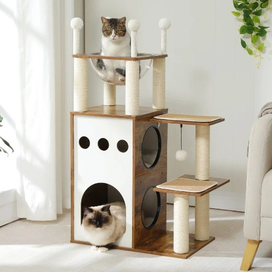 Arbre a chat bois - Capsule avec griffoir - Rustik